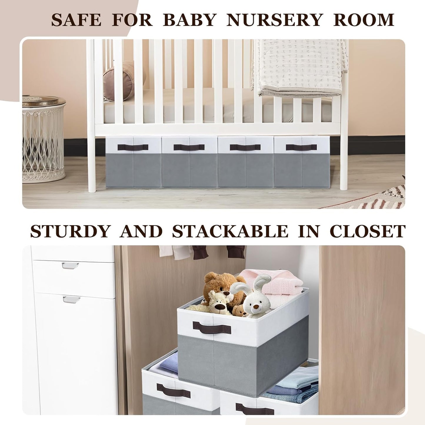 Criusia 12 Pack Large Storage Baskets for Shelves | Fabric Closet Organizers and Storage Bins with Handles for Home Organization | Decorative Collapsible Basket for Organizing Clothes Toy Nursery