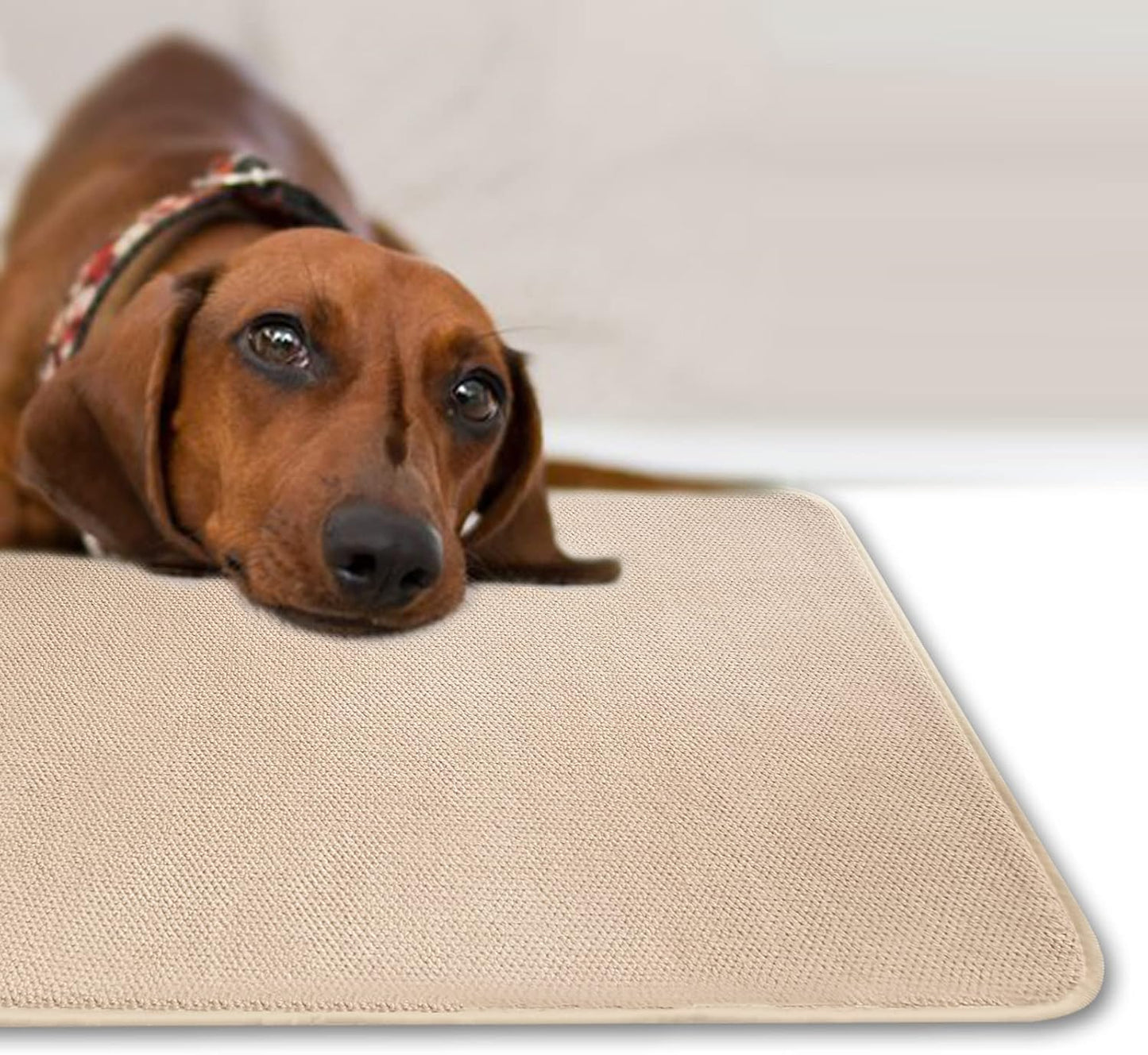 Dish Drying Mats for Kitchen Counter, 2 Pack Dish Drying Pads Dish Rack Mat Drying Pink Kitchen Mat (Beige-2)