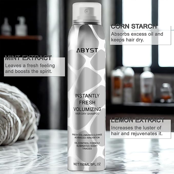 BENIX Dry Shampoo for Women & Men- Volumizing Spray for All Hair | Invisible Formula, Instantly Fresh & No White Residue | Natural Dry Shampoo Powder with Rice Starch (5 Oz)