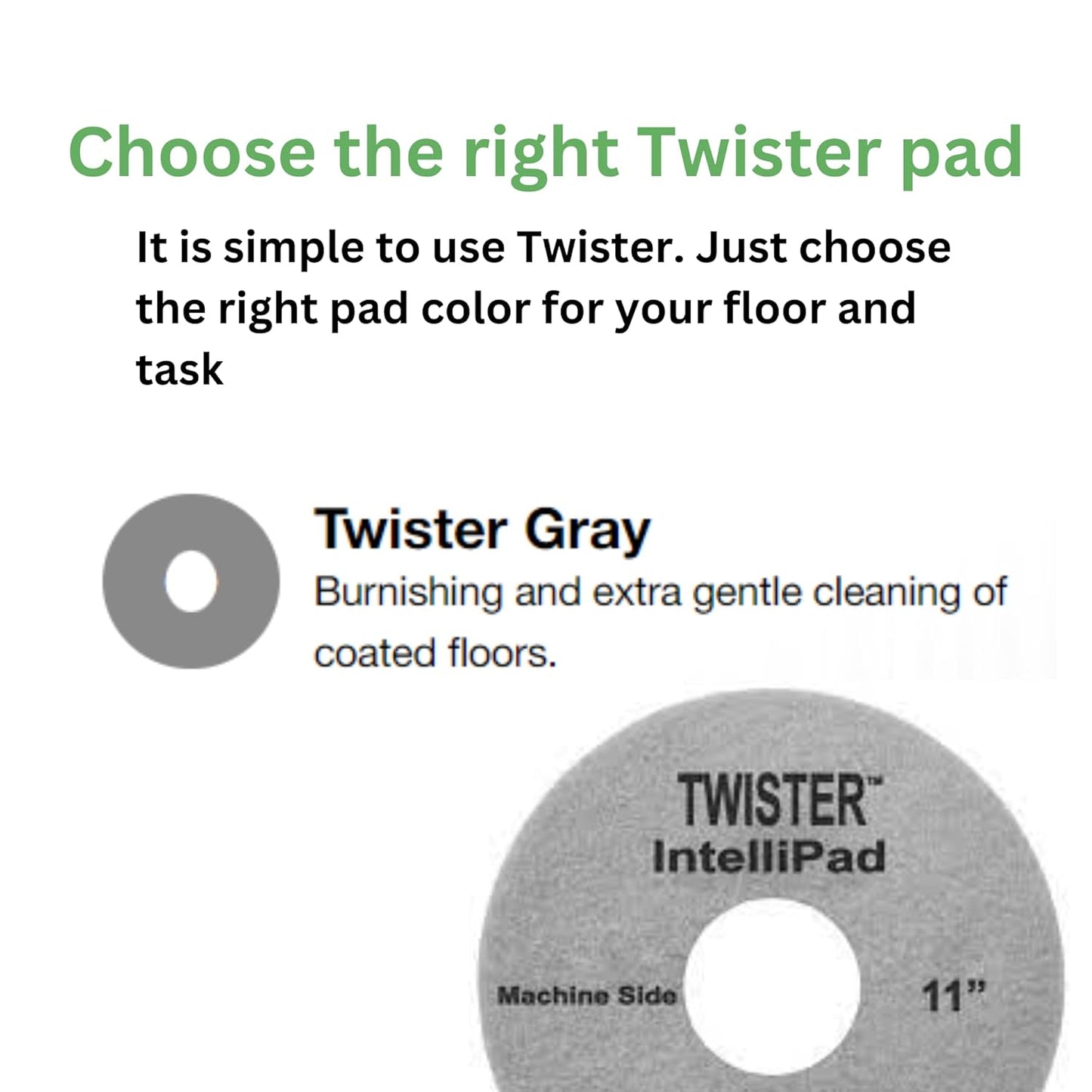 Diversey DD1229106 TASKI Twister Intellipad Diamond Coated Floor Machine Cleaning Pad, Made in USA, Burnish to High Super Gloss Finish, Grey/Brown, 11-inch (Pack of 2)