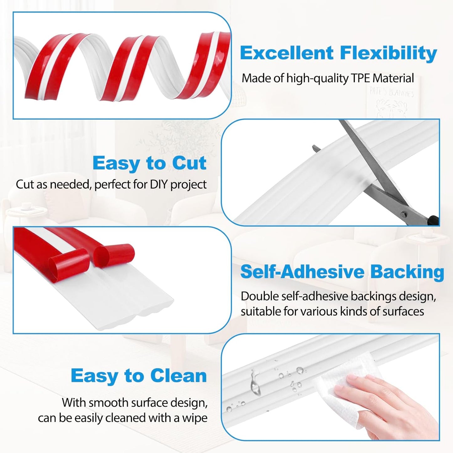 Wall Corner Protector Peel and Stick Corner Trim Molding Flexible Inside & Outside Wall Edge Guard Self Adhesive Moulding Trim for Edge Use, White, 0.8” W x 40’ L