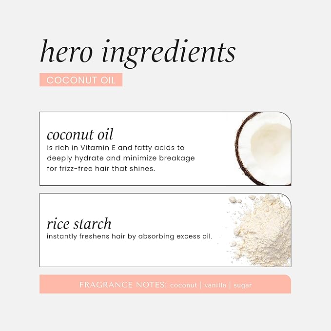 HASK Coconut Oil Nourishing Dry Shampoo – Absorbs Oil, Adds Volume & Light Texture, Nourishes Hair, No Sulfates or Parabens, Cruelty-Free – 8.1oz