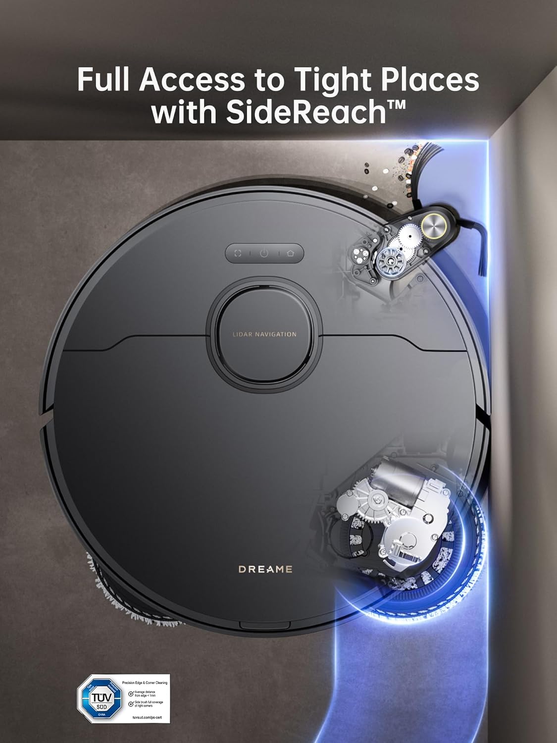 DREAME X40 Ultra Robot Vacuum with Detachable & Liftable Mop, Self-Emptying Robot Vacuum and Mop Combo with Side Brush, 12,000 Pa Suction, 158°F Self-Cleaning and Self-Drying Mop, Auto Water Filling