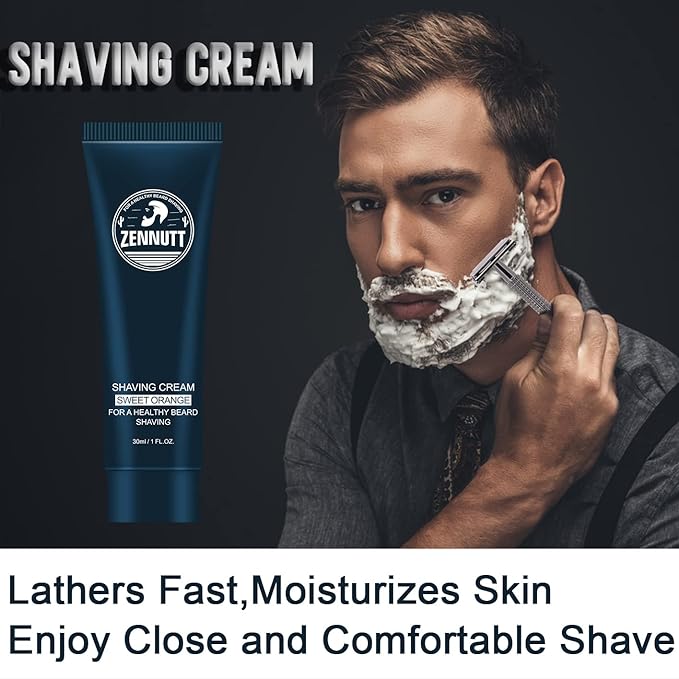 4 Packs Shaving Soap w/Shaving Bowl,Shaving Brush,Shaving Cream,Unqiue Gift Set Mens Shaving Kit for Christmas Stocking Stuffers for Him Boyfriend Dad Adult Husband Birthday Valentines Day