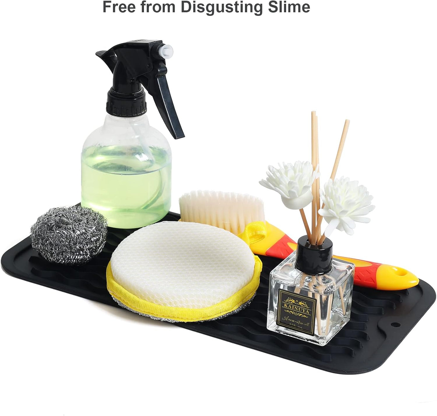 ZLR 2 Pcs Silicone Dish Drying Mats for Kitchen Counter, Eco-Friendly Fast Dry Dish Mat, Easy Clean Multi Usage Drying Matt, Heat Resistant Trivet, 6" x 12" Extra Small, Black