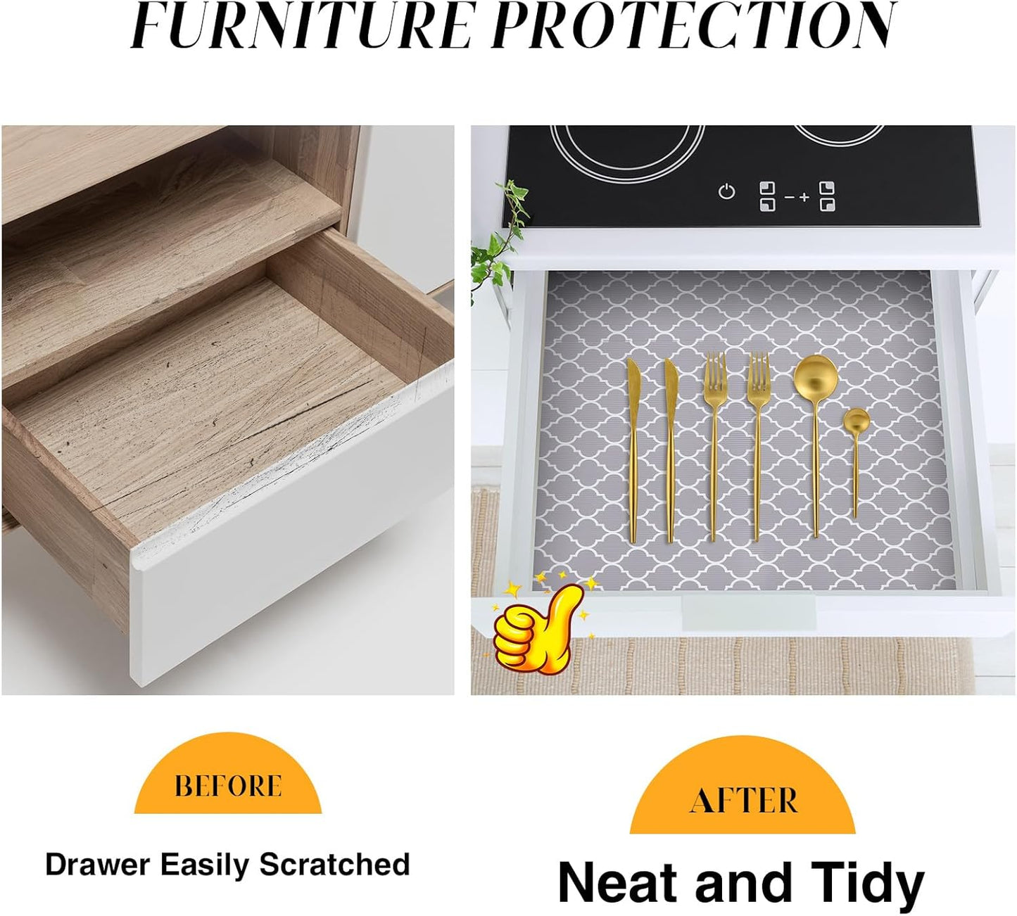 Glotoch Shelf Liner for Kitchen Cabinets Non Adhesive, 12" x20FT(240 Inch) Non Slip Drawer Liners, Waterproof Shelf Paper Closet Liners for Refrigerator Gray