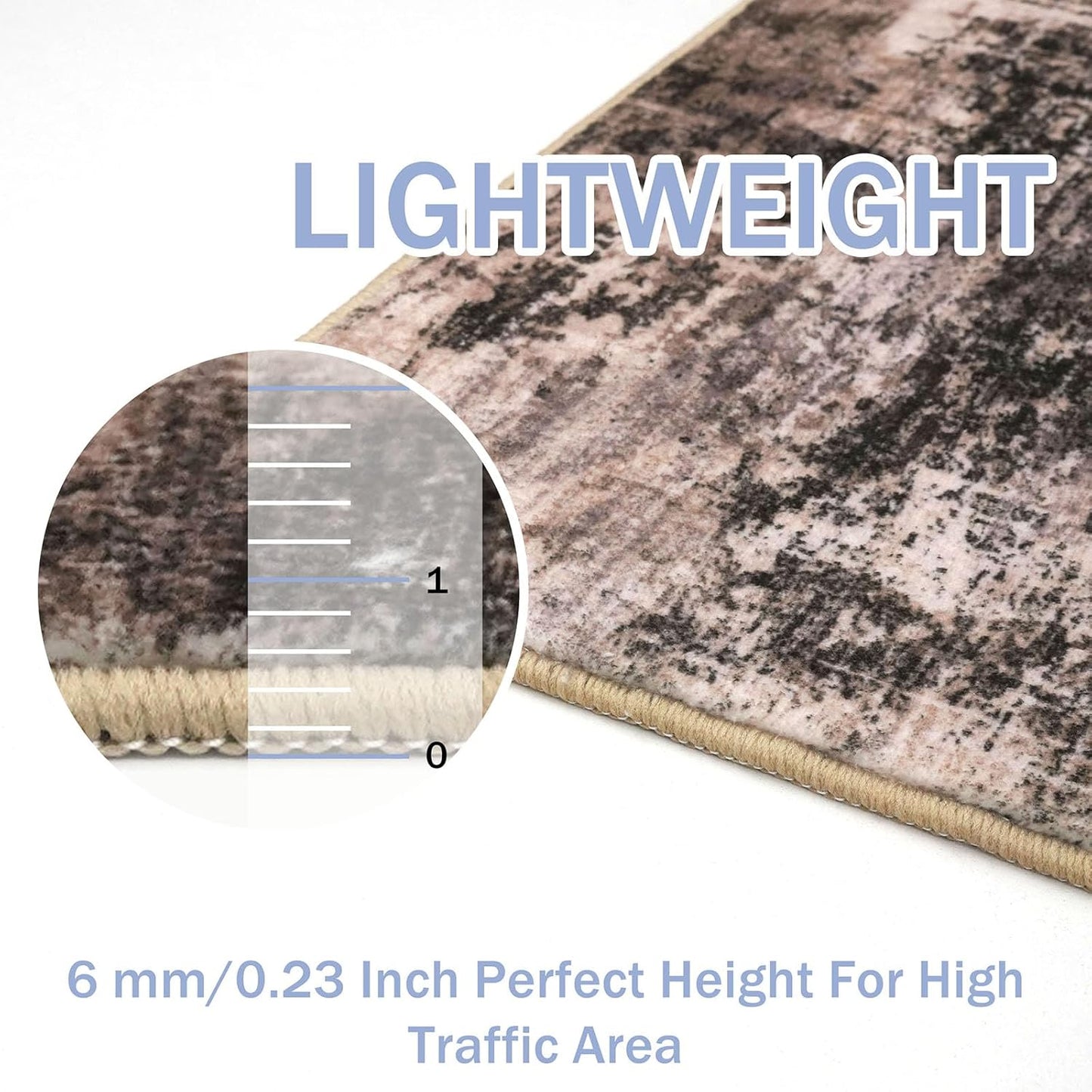 IOHOUZE Abstract Area Rug 3x5 Ft Washable Rugs for Entryway Indoor, Non Slip Kitchen Rug Printed Faux Wool Throw Rugs, Indoor Door Mat for Door Entrance Foyer Living Room, Brown/Rust