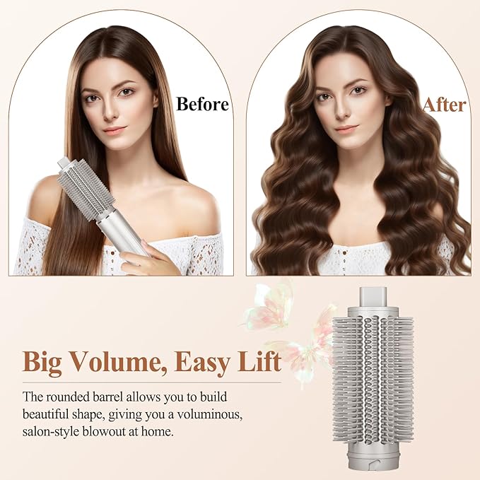 Upgraded Round Volumizing Brush for Shark Flex Style Attachment, Round Brush Compatible with Shark Flexstyle, Optimized Bristles for Smooth Styling Adds Volume Curls for All Hair Types