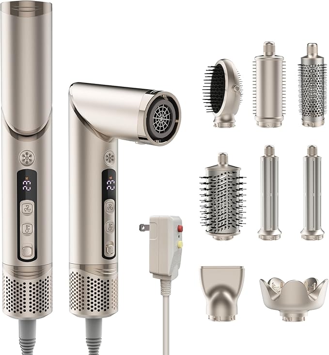 Hair Styler Hot Air Styler - Fast Drying No Heat Damage Ionic Blow Dryer Brush for Women Volumizing, Curling, Straightening, Frizz-Free Multi-Styler