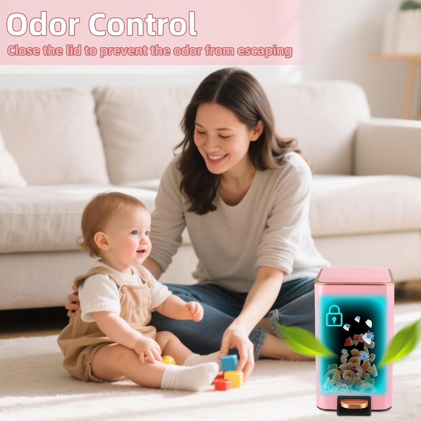 Small Bathroom Trash Can with Lid Soft Close, 1.8 Gallon Stainless Steel Garbage Can with Removable Inner Bucket,Wicker Storage Baskets,75Count Trash Bags, Slim Step Pedal Trash Bins