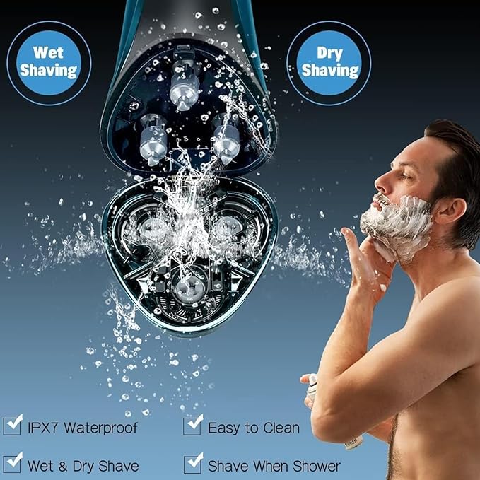 Snapbuy Electric Razor for Men, Snapbuy Electric Razor Pro of Father, 4D Floating Head Rotary Shaver, Ipx7 Waterproof Electrical Razors, Wet & Dry Fast Charging Electrical Shaver LCD Display (Gray)