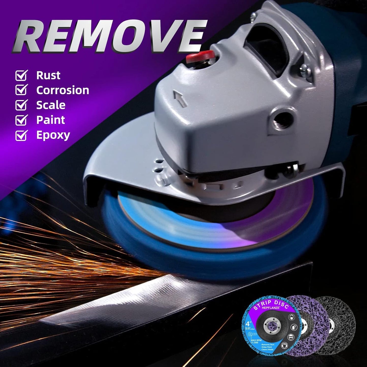 12 Pack Strip Discs 4 inch Stripping Wheel for Angle Grinder Clean and Remove Paint Coating Rust Welds Oxidation for Metal and Wood (4" x 5/8")