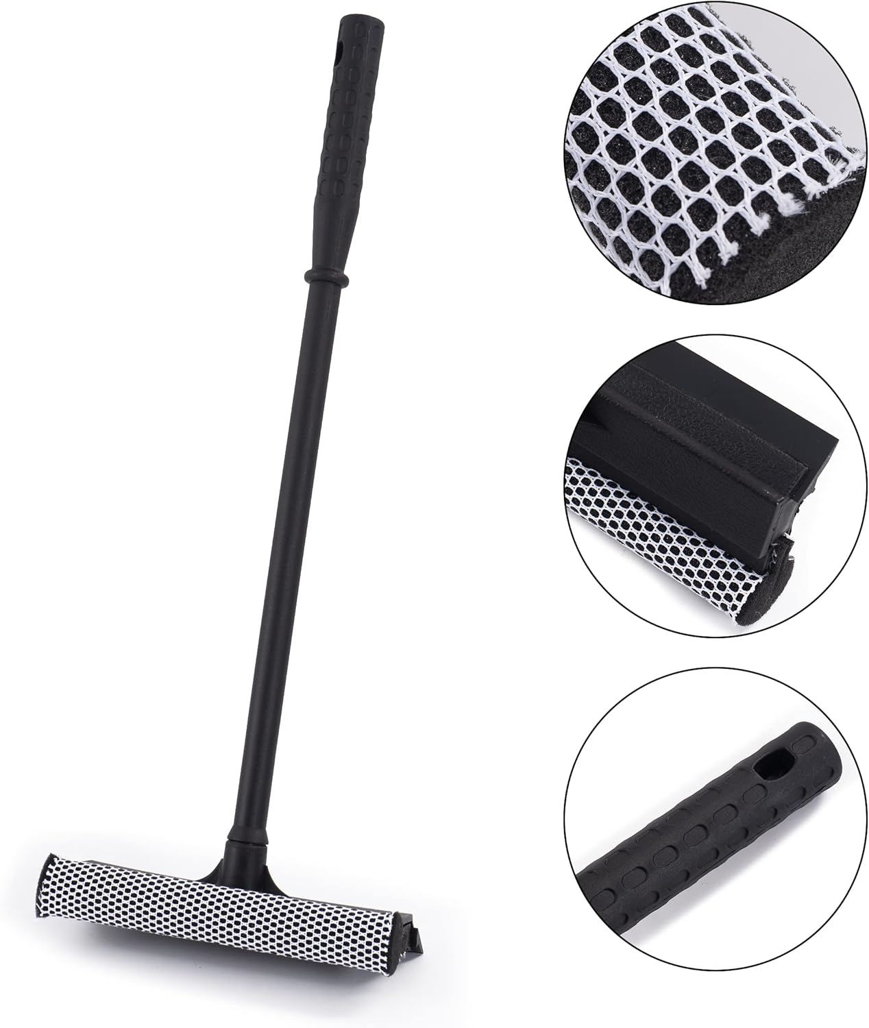 Matthew Cleaning All Purpose Window Squeegee Window Cleaner Tool,Car Squeegee Windshield Cleaning Sponge and Rubber Squeegee,2-in-1 Window Cleaner Sponge(8'') and Soft Rubber with Pole 20’’(6Pack)