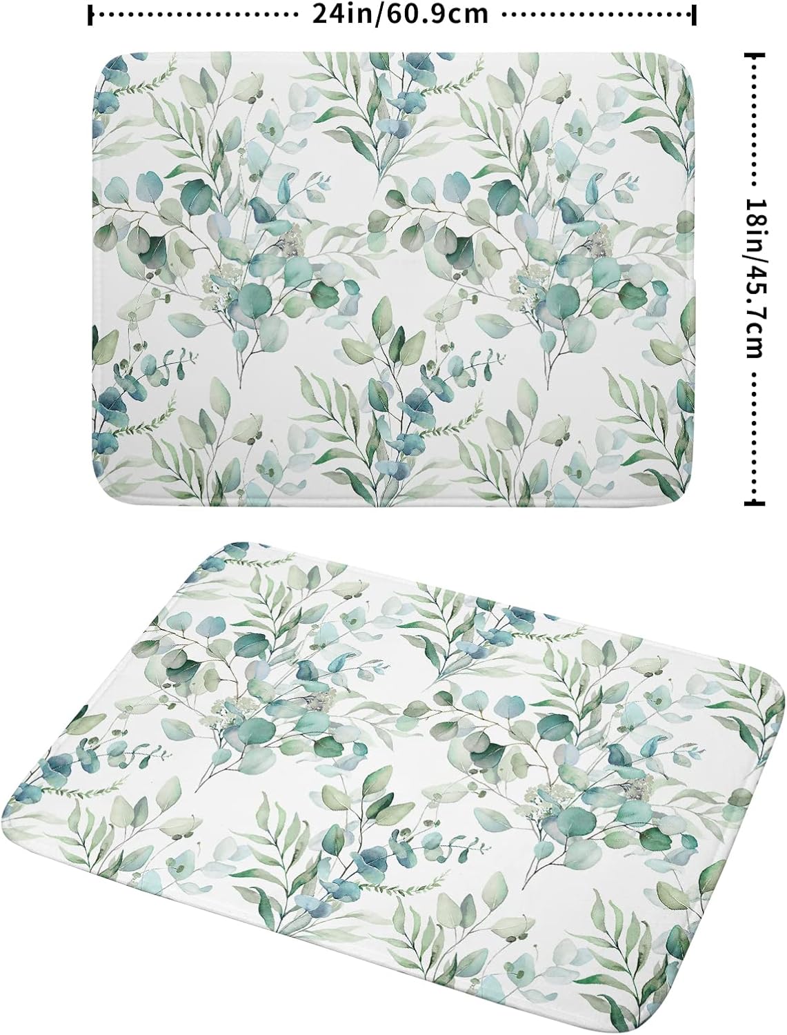 Sage Green Leaves Dish Drying Mats for Kitchen Counter 18x24 Inch, Leaves Kitchen Drying Mat,Watercolor Herbs Dishes Pad Dish Drainer Rack Mats Absorbent Fast Dry Kitchen Accessories