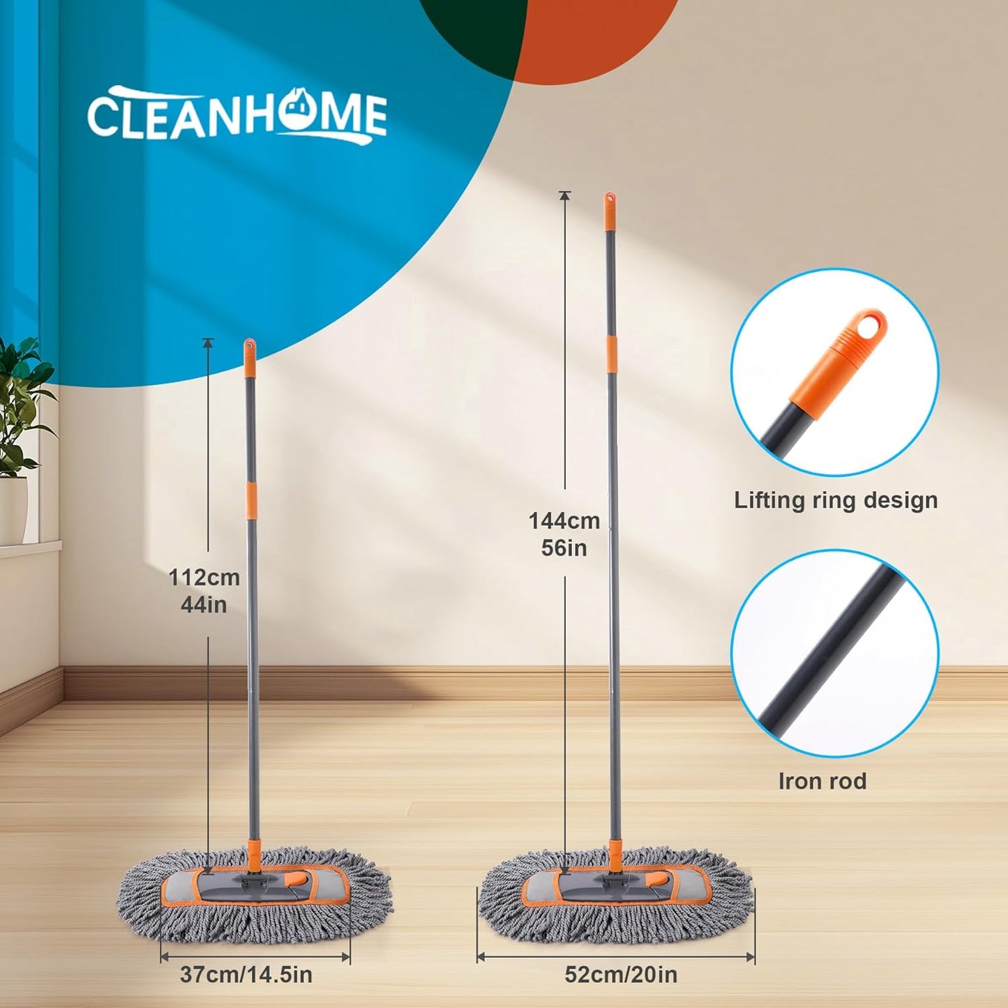 Microfiber Dust Mop for Hardwood Floor Cleaning, Dry and Wet Baseboard and Floor Duster, Household Cleaning Tool for Kitchen, Bathroom