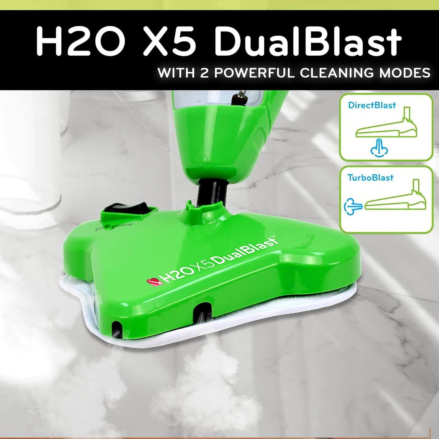 H2O X5 Steam Mop 5-in-1 DualBlast and Handheld Steamer Cleaner For Kitchen Tile Floors, Floor Steamer, Hardwood Floors, Grout Cleaner, Upholstery Cleaner and Carpets