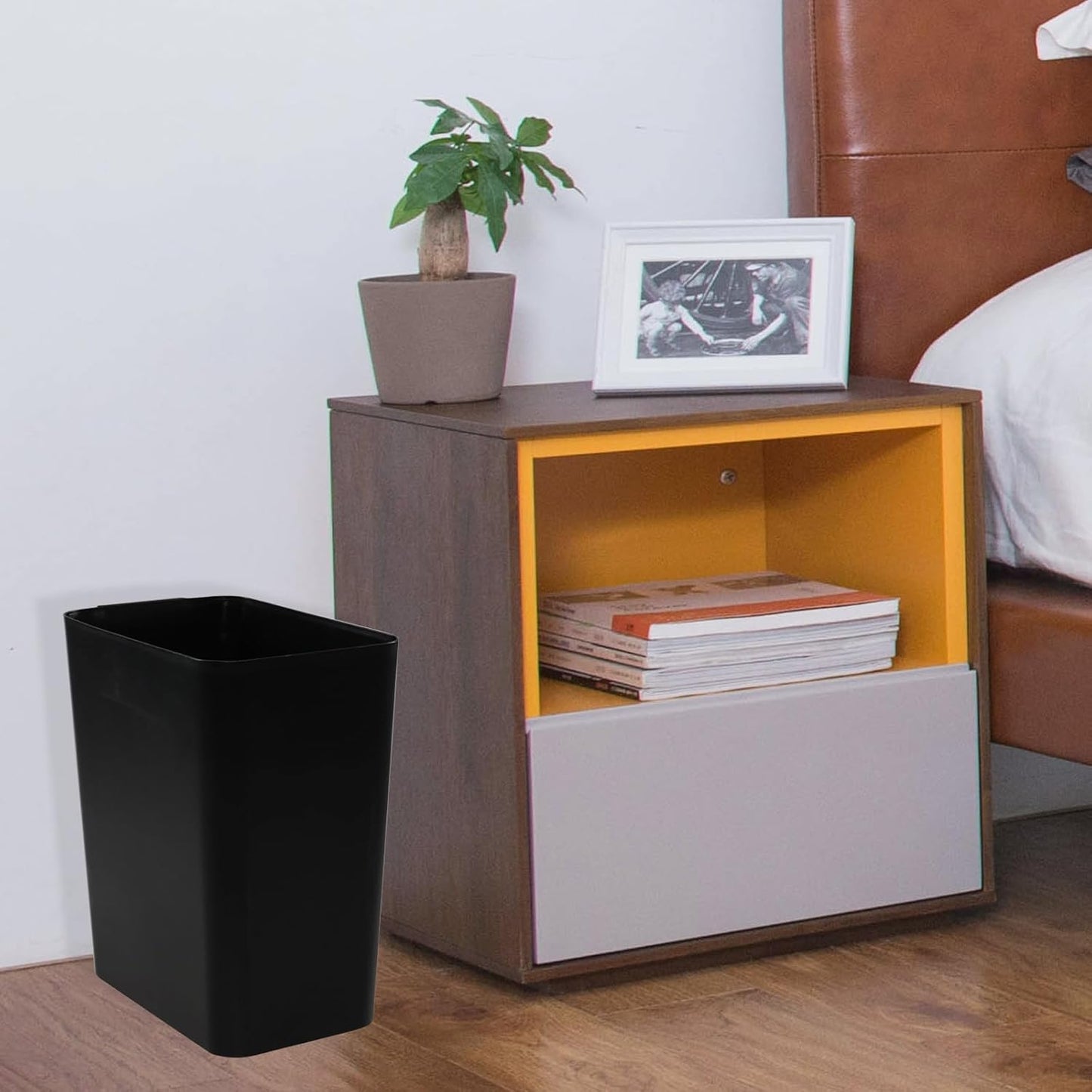 4.5 Gallon Plastic Office Wastebasket, Plastic Trash Cans, Black, 3 Packs
