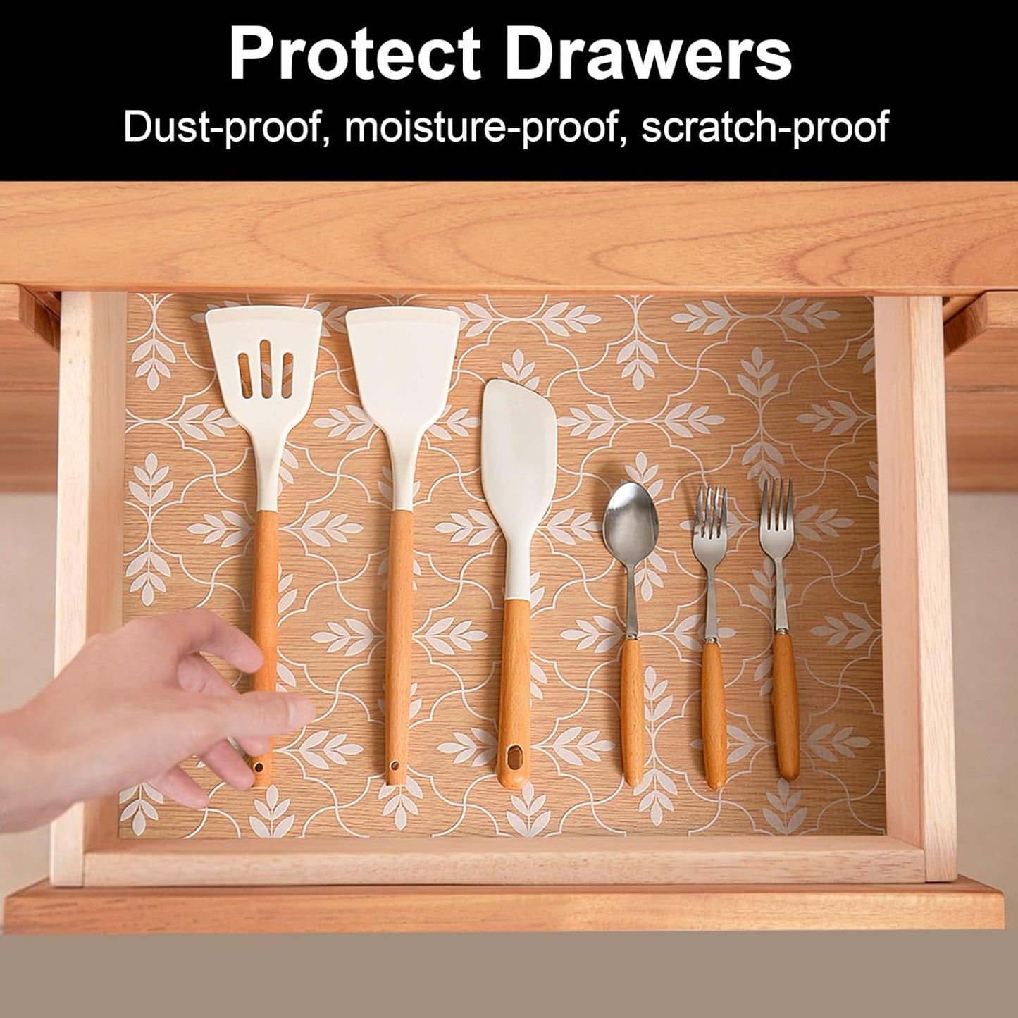 Cooyes Shelf Liners for Kitchen Cabinets Waterproof & Oil-Proof Kitchen Cupboard Mats Non-Slip Drawer Mats EVA Material Non Adhesive Fridge Liner for Shelves, 23.6" W x 236" L