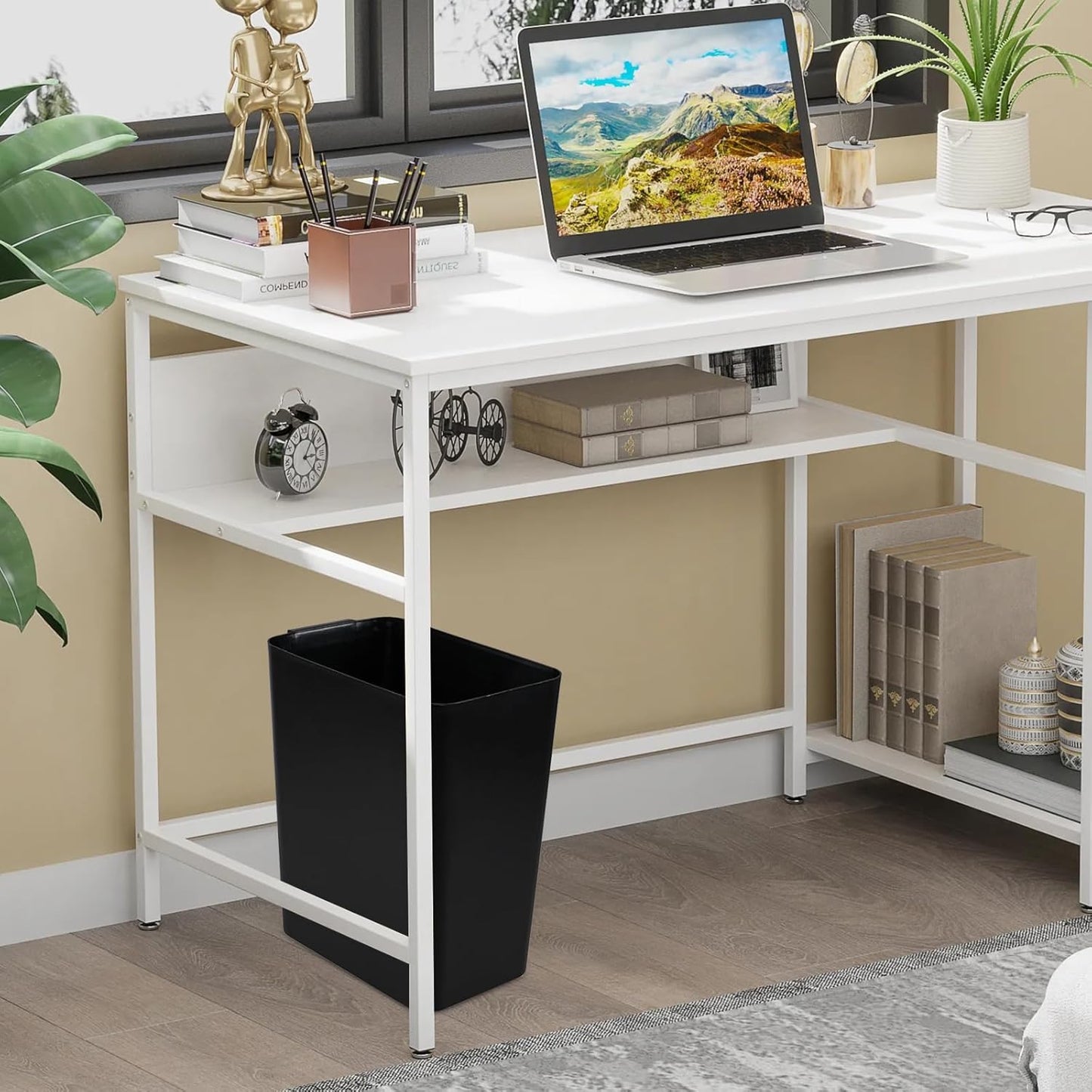 3-Pack 4.5 Gallon Plastic Small Trash Can Wastebasket, Black Garbage Container Basket