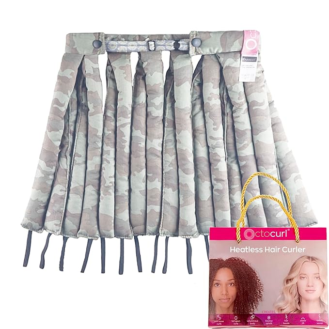 Octocurl Heatless Curls Headband - Hair Curlers to Sleep In - Heatless Curlers for Medium Length Hair (Cotton - Camo)