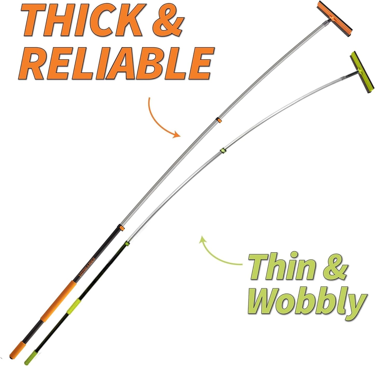 4-12 ft Window Washer Squeegee Kit with Extension Pole (20+ Foot Reach) // Long Handle Squeegee for Window Cleaning & Car Cleaning Multi-Use//Telescopic Professional Window Cleaning Squeegee for Home