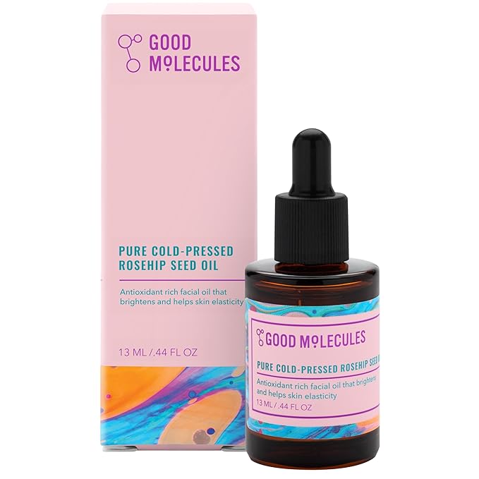 Good Molecules Pure Cold-Pressed Rosehip Seed Oil - 100% Natural Rose Hip Oil Light Weight Face Moisturizer for Anti-Aging, and Plumping - Hydrating Facial Skin Care