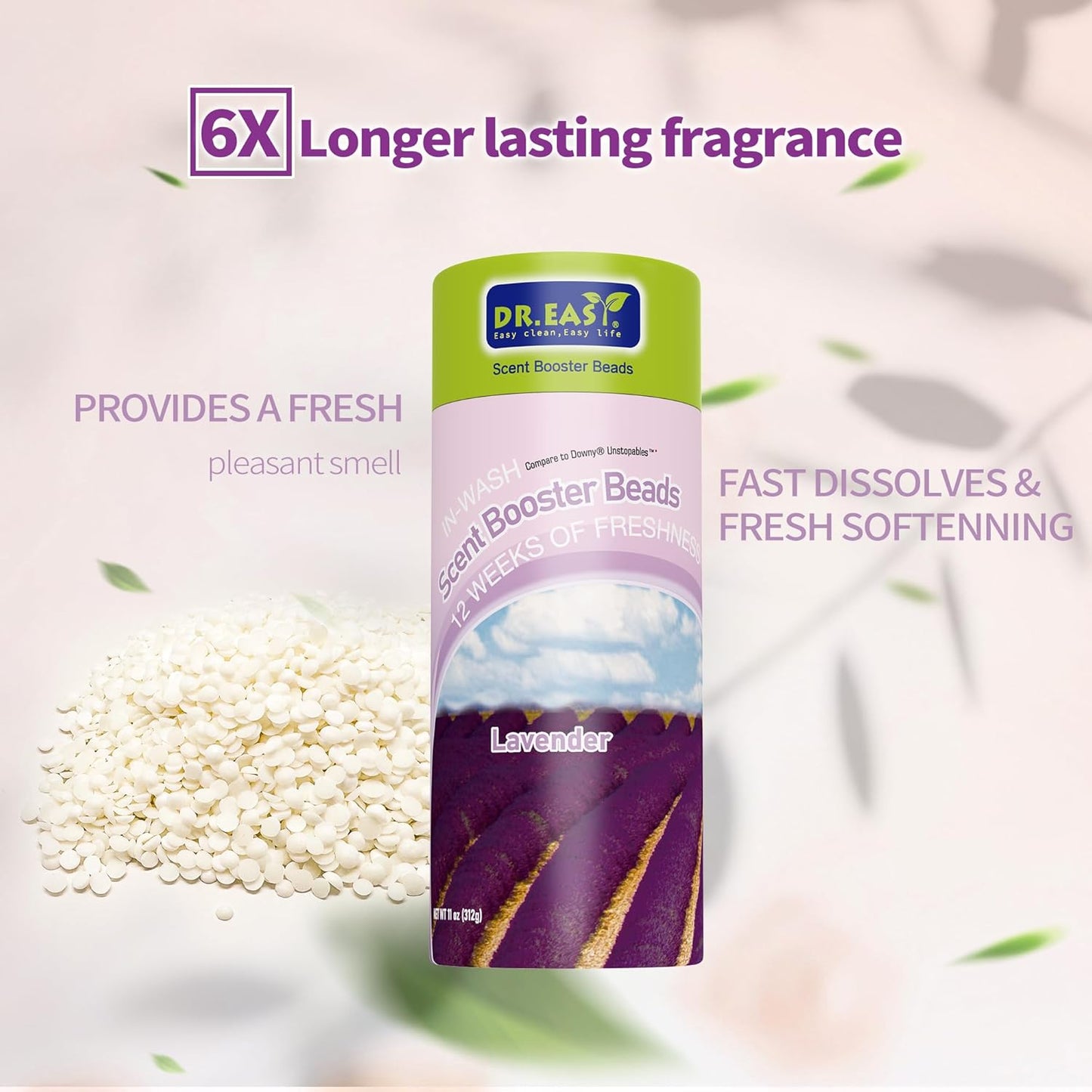 DR.EASY Laundry Scent Boosters 312G,Lavender Scent Boosters for Washer，Bulk Laundry Booster Beads and fabric scent booster，Fresh Scented Clothes fo 12 Weeks