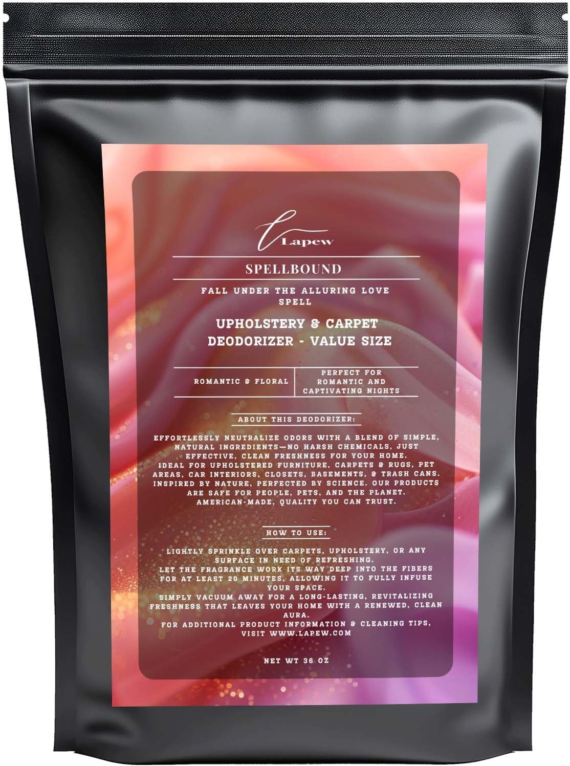 Spellbound Carpet Freshener Powder Refill 36 oz | Powerful Odor Eliminator for Home | Upholstery Deodorizer | Carpet Deodorizer | Pet Urine | Cat Litter Box | Love Spell Fragrance