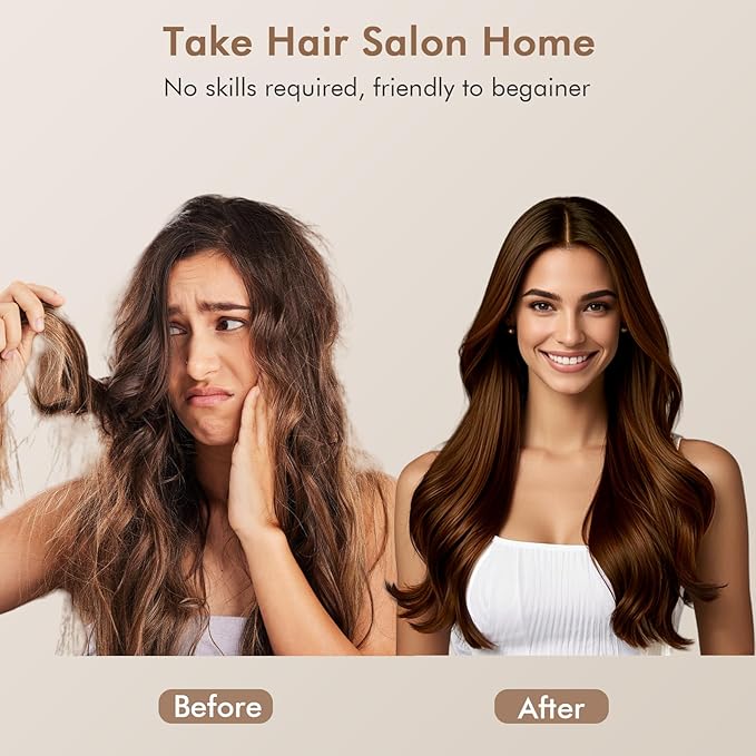 2-in-1 Blow Dryer Brush & Hair Straightener, Ionic & Ceramic Thermal Brush with Adjustable Heat & Cool Shot, 110000 RPM Motor High-Speed Motor for Frizz-Free, Smooth & Voluminous Hair, White with Comb