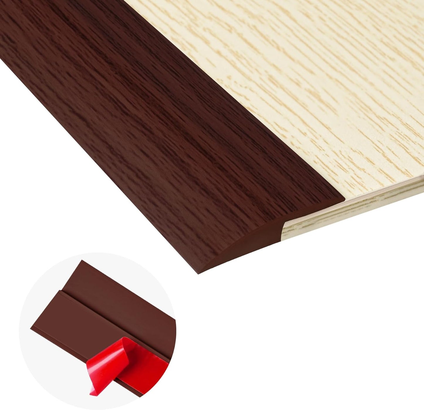10Ft Carpet Floor Transition Strip, Self Adhesive Floor Edging Trim Strip for Doorway, PVC Floor Divider Threshold Cover Suitable for Threshold Height Less Than 5 mm - Red Wine