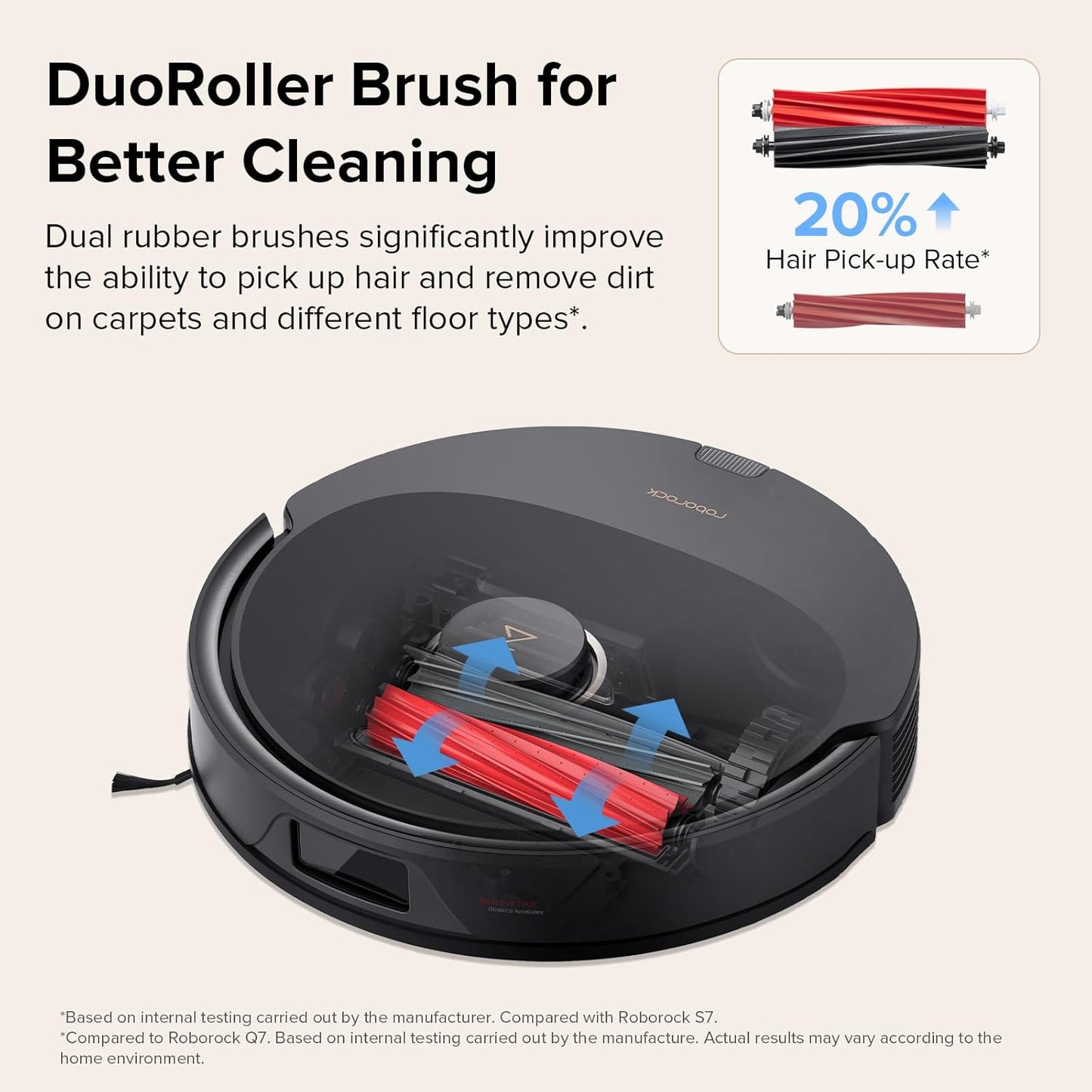 roborock Q8 Max Robot Vacuum and Mop Cleaner, DuoRoller Brush, 5500Pa Strong Suction, Lidar Navigation, Obstacle Avoidance, Multi-Level Mapping, Perfect for Pet Hair