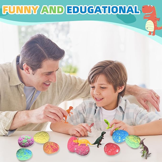 9 Pack Natural and Organic Dinosaur Bath Bombs Bubble Bath Gift Set, Bath Bombs for Kids with Dinosaur Toys Inside, Perfect Birthday Gifts for Kids (9pcs, 90g