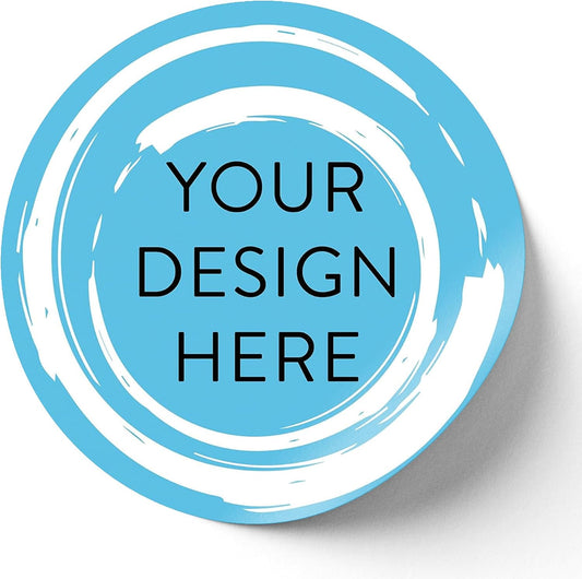 100 Custom Vinyl Stickers - Upload Your own Image, Text, Design, Logo - Personalized Logo Labels for Handmade, Packaging, Bottle, Jars, Candle, Brand Stickers (Blue Swirls, 6x6)