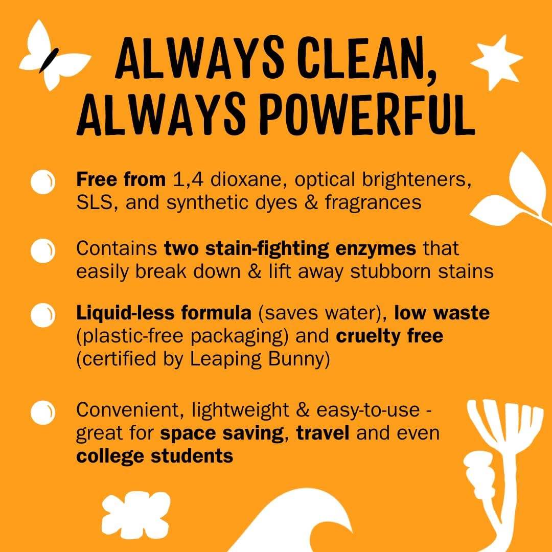 Molly’s Suds Laundry Detergent Sheets | Gentle on Sensitive Skin, Powerful Bio-Based Enzymes, Stain-Fighting | Liquidless & Plastic-Free Packaging | 70 Loads (Citrus Grove)