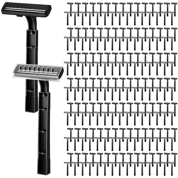 Jutom 800 Pcs Twin Blade Disposable Razors Bulk for Men Women Homeless Stainless Steel Shaving Razor with Clear Safety Cap for Hotel Travel Camping Charity Apartment