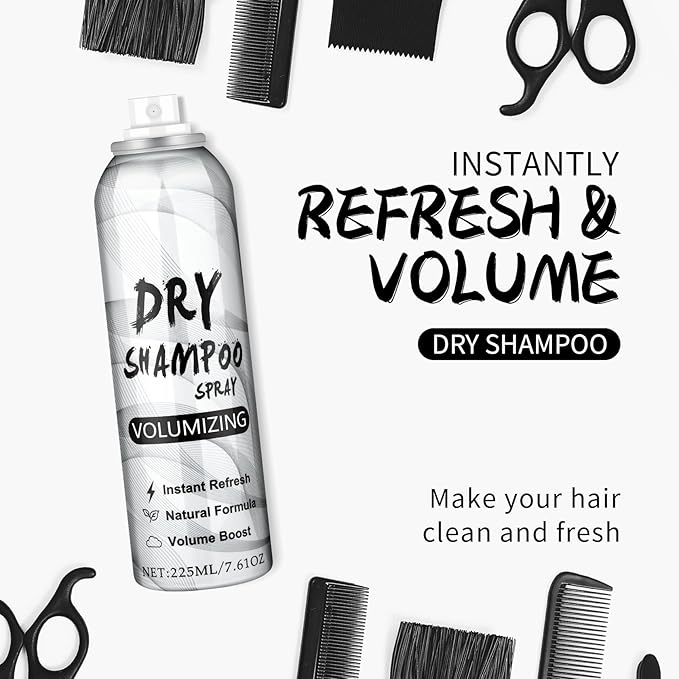 Dry Shampoo Spray,Volumizing Dry Shampoo for Women & Men,Instant Refresh,with Rice Starch & Hydrolyzed Rice Extract,Replenishes Hair Keratin,Nourishes Hair Roots,7.61 oz