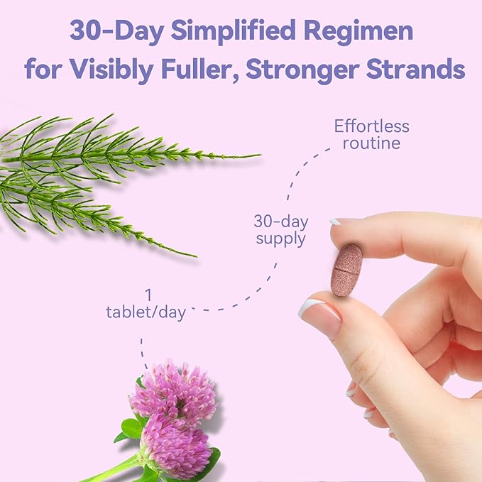 Hair Growth Supplement for Women,DHT Blocker with Biotin Amino Acid Blend,Red Clover,Female Hormone Balance for Hair Growth,Gluten-Free,Lactose-Free,1 Per Day, 30 Tablets, 1 Month Supply
