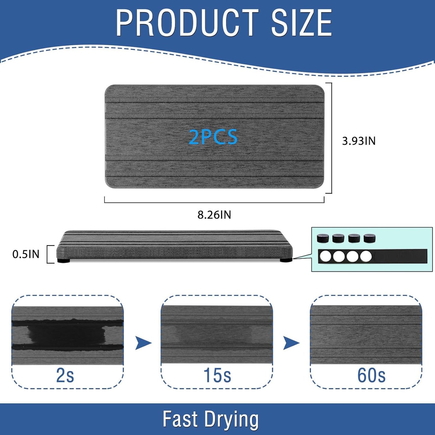 2PCS Water Absorbing Stone Tray, Quick Drying Diatomite Stone Sink Tray, Water Absorbent Diatomite Coasters for Kitchen Sink, Bathroom Counter Hand Soap Dish Toothbrush Holders