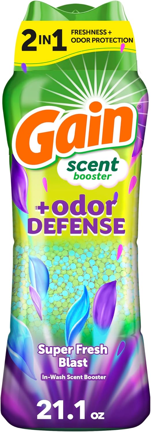 Gain Odor Defense In-wash Scent Booster, Super Fresh Blast scent, 21.1 OZ, 2 in 1 Freshness plus Odor Protection, laundry scent beads