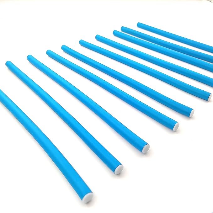 10 Pieces Flexible Curling Rods, Soft Foam No Heat Hair Rollers, Curler for Women with Long and Short Hair (Blue, 0.31 x 9.4in)