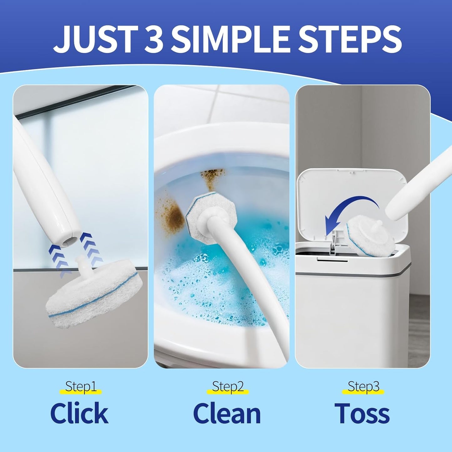 30Pcs Disposable Toilet Wand Refills Easy Cleaning Toilet Bowl Fiber Wand Heads Compatible with Most Toilet Brushes