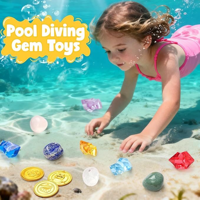 Bath Bombs for Kids with Diving Gem Toys Inside, 12 Pack Treasure Chest Bath Bombs with Surprise Pirate Accessories Pretend Playset, Handmade Bubble Bath Fizzies Birthday Christmas Gift Set