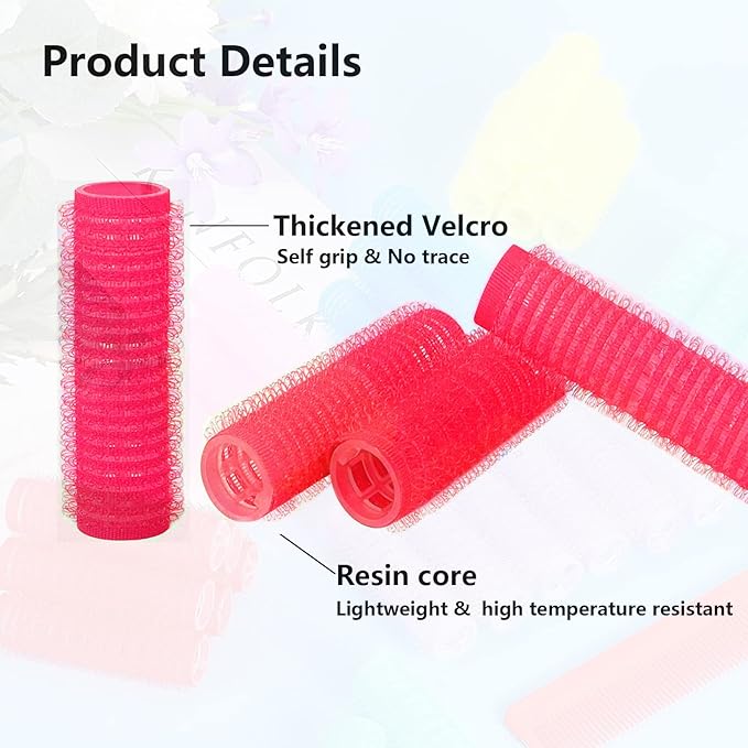 24PCS Self Grip Small 0.8in Hair Curlers Set, Nylon Flexi Rod Hair Rollers, Heatless Pro Salon Hairdressing Curler Tools for Women Medium Short Hair, Red