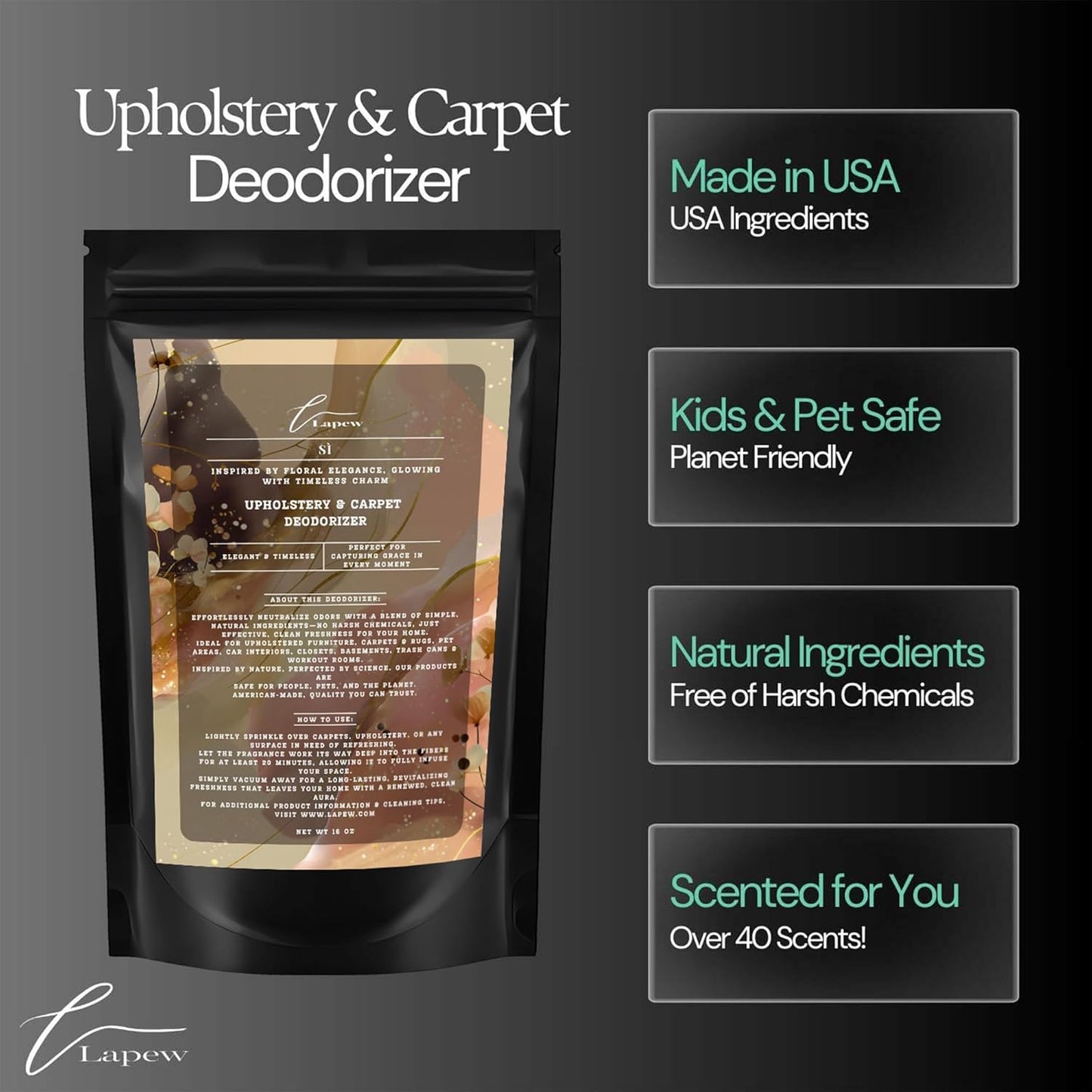 Sì Carpet Freshener Powder 16 oz | Powerful Odor Eliminator for Home | Upholstery Deodorizer | Carpet Deodorizer | Cat Litter Box | Sì Armani Fragrance