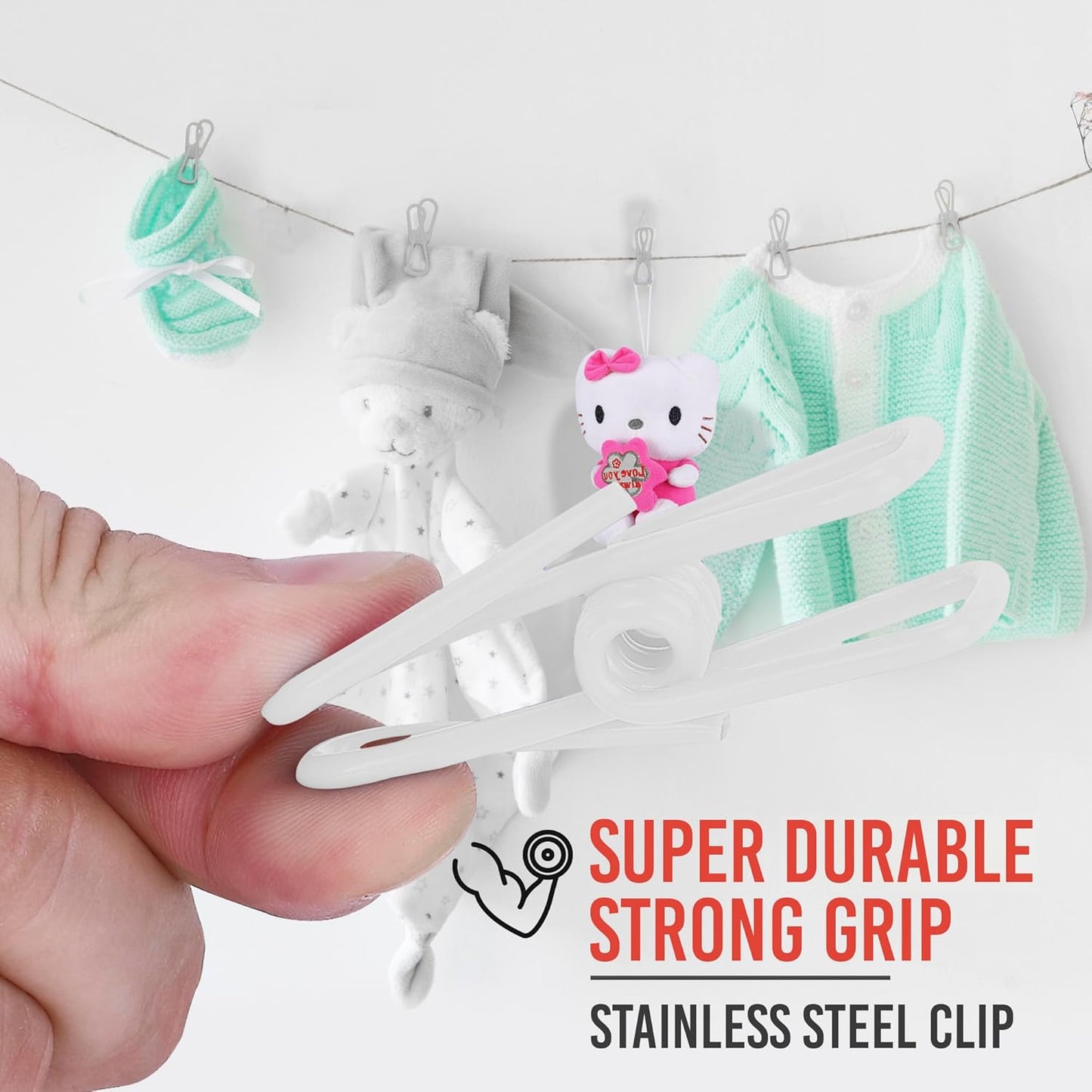 30 Pack White Chip Bag Clips for Food - PVC 2 Inch Coated Sealer for Sealing Food - Paper Holder, Clothesline Clip for Laundry Hanging, Kitchen Bags, Multipurpose Clothes Pins