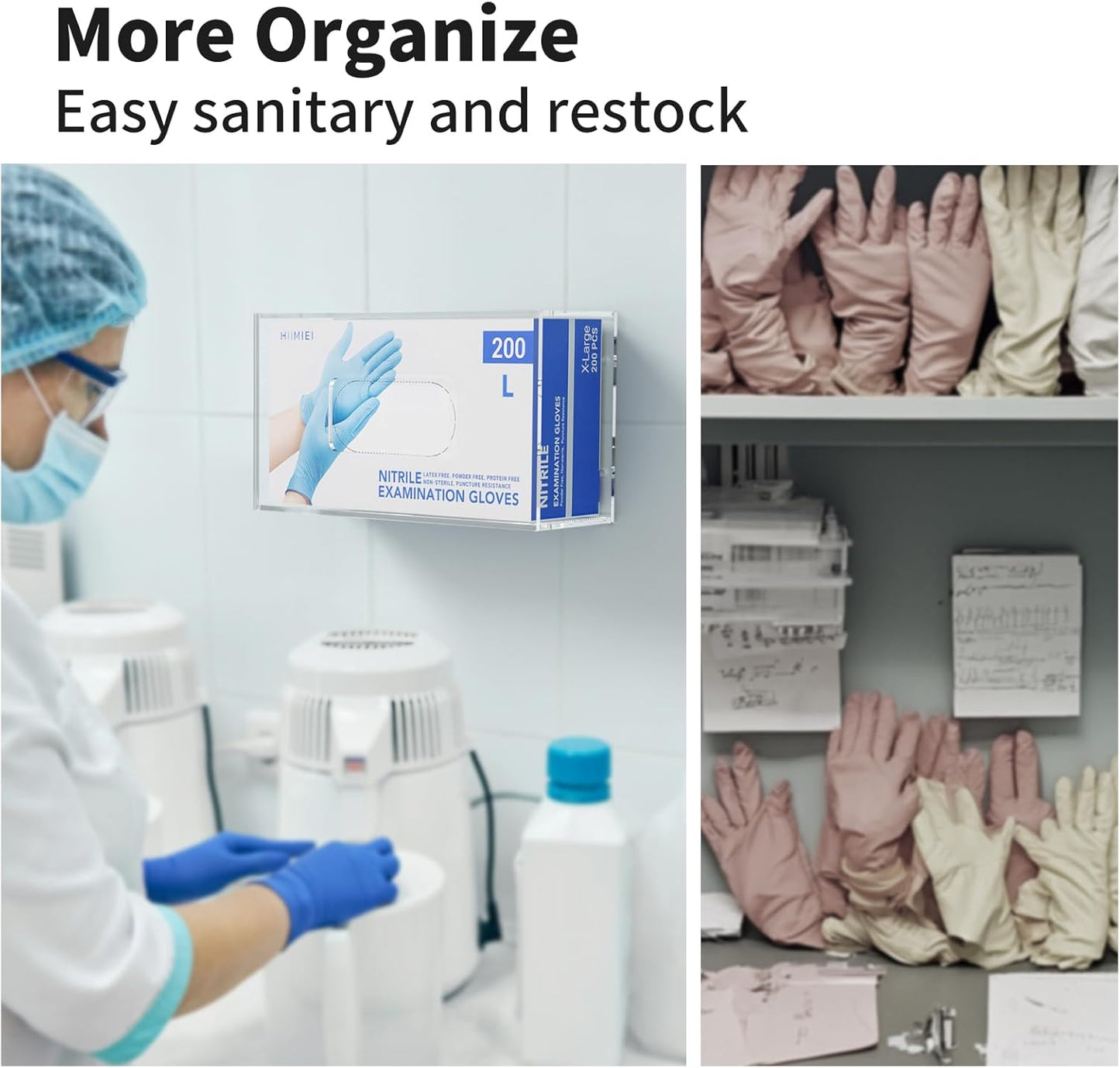 HIIMIEI Glove Holder for Wall Mount: Magnetic Gloves Box Holder, Acrylic Disposable Rubber Latex Glove Dispenser