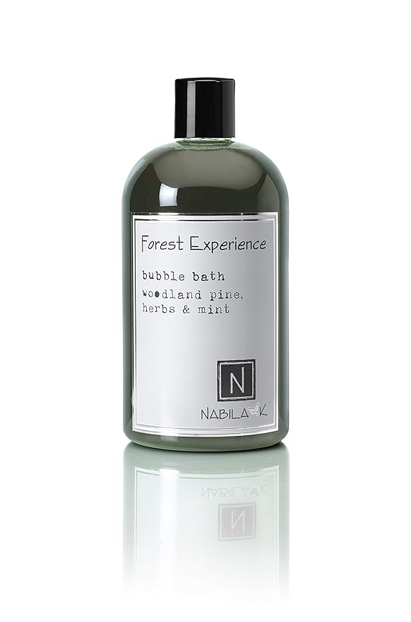 Forest Experience Bubble Bath with Pine, Herbs & Mint Scent by Nabila K - Essential Oils with Natural Ingredients for Sensitive Skin, Tear-Free, Gentle, Moisturizing - Luxury for Women & Men, 16 oz