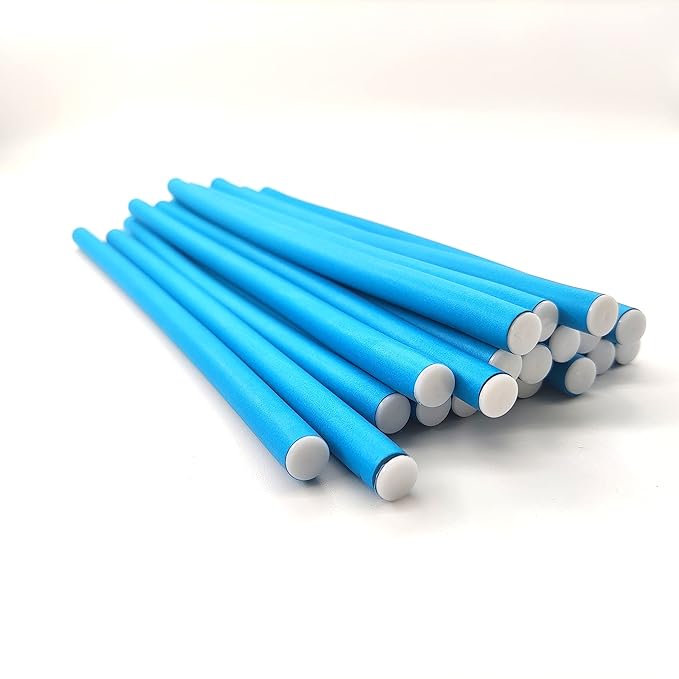 10 Pieces Flexible Curling Rods, Soft Foam No Heat Hair Rollers, Curler for Women with Long and Short Hair (Blue, 0.31 x 9.4in)