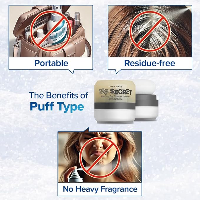 I DEW CARE Biotin Clarifying Dry Shampoo Limited Edition - Tap Secret Refill Set | With Black Ginseng, Non-aerosol, Formulated Without Benzene, Travel Size, Stocking Stuffers, Mini Set, 0.24 oz. x 2EA