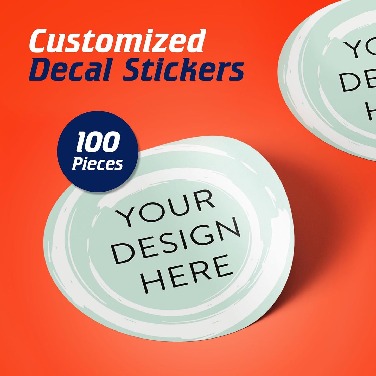 100 Custom Vinyl Stickers - Upload Your own Image, Text, Design, Logo - Personalized Logo Labels for Handmade, Packaging, Bottle, Jars, Candle, Brand Stickers (Mint, 6x6)